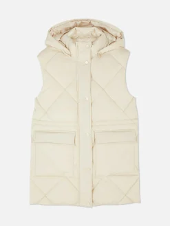 Online Lange Steppweste Mit Kapuze Damen Jacken Und Mäntel