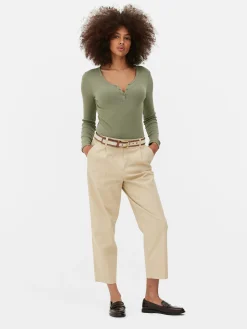 Langärmeliger Henley-Body Damen Tops Und T-Shirts