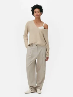 Sale Langärmeliger Pullover Mit U-Boot-Ausschnitt Damen Pullover Und Cardigans