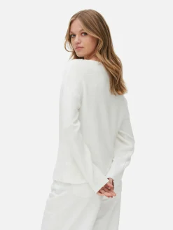 New Langärmeliger Pullover Mit U-Boot-Ausschnitt Damen Pullover Und Cardigans