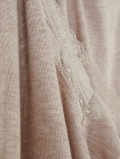 Clearance Langärmeliger Schlafanzug Mit Spitzenbesatz Damen Schlafanzüge