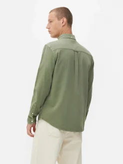 Discount Langärmeliges Hemd Aus Baumwoll-Twill Herren Hemden