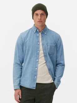 New Langärmeliges Hemd Aus Baumwoll-Twill Herren Hemden