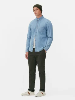 New Langärmeliges Hemd Aus Baumwoll-Twill Herren Hemden