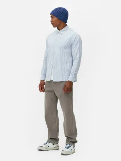 Discount Langärmeliges Jacquardhemd Mit Streifen Herren Hemden