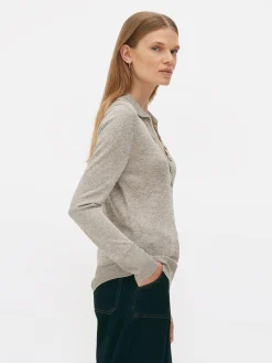 Outlet Langärmeliges „The Edit“ Strick-Poloshirt Damen Pullover Und Cardigans