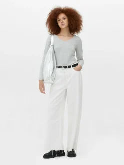 Outlet Langärmeliges Top Mit V-Ausschnitt Damen Tops Und T-Shirts