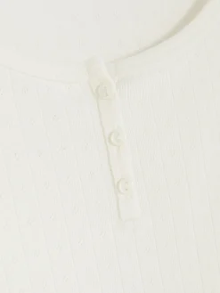 Hot Langärmliges Schlafanzugtop Aus Pointelle Damen Schlafanzugoberteile