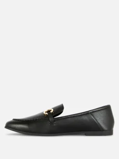 Hot Loafer Aus Kunstleder Mit Schnalle Damen Flache Schuhe