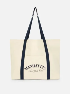 Outlet „Manhattan“ Canvas-Tragetasche Im Oversized-Look Damen Taschen Und Portemonnaies