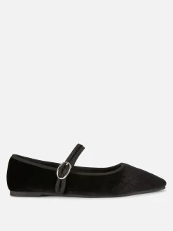 Mary Jane Ballerinas Aus Samt Damen Flache Schuhe