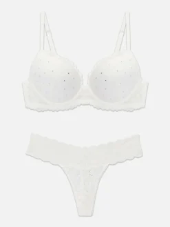 Discount Maximizer-BH Und Tanga Mit Strasssteinen Und Spitze Damen Dessous-Sets