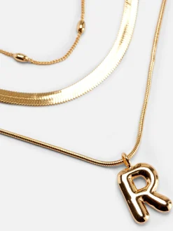 Clearance Mehrlagige Halskette Mit Gesteppter Initiale Damen Schmuck