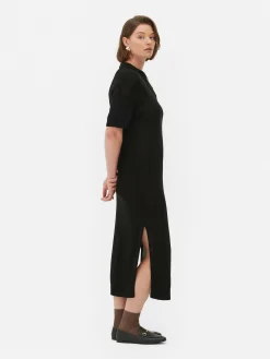 Sale Midikleid Mit V-Ausschnitt Und Kragen Damen Kleider