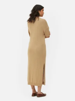 Hot Midikleid Mit V-Ausschnitt Und Kragen Damen Kleider