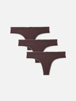 Best Mikrofaser-Tangas Mit Spitzenbesatz, 3er-Pack Damen Slips