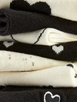 Outlet Monochrome Sneakersocken Mit Herzmotiv, 7er-Pack Damen Socken