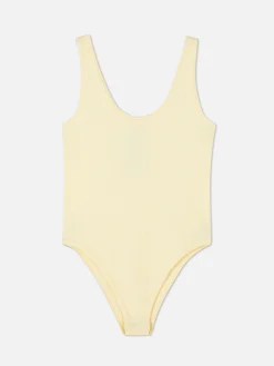 Online Nahtloser, Gerippter Bodysuit Mit U-Ausschnitt Damen Tops Und T-Shirts