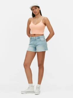 Sale Nahtloses, Kurzes Trägertop Mit Spitzenbesatz Damen Tops Und T-Shirts