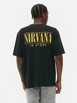 „Nirvana“ T-Shirt In Verwaschener Optik Herren Tops Und T-Shirts|Grafik-T-Shirts Und -Sweatshirts