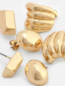 Sale Ohrstecker Mit Skulpturalem Design, 3er-Pack Damen Schmuck