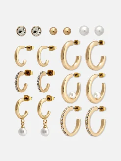 Outlet Ohrstecker Und Creolen, 9er-Pack Damen Schmuck