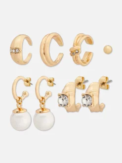 Outlet Ohrstecker Und Kleine Creolen Mit Strass, 6er-Pack Damen Schmuck