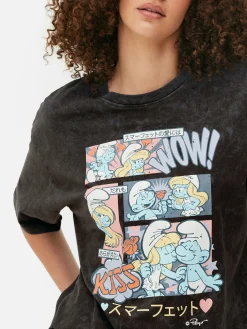 New Oversized-T-Shirt Mit „Die Schlümpfe“ Comic-Print Damen Tops Und T-Shirts