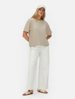 Sale Oversized-T-Shirt Mit Geradem Schnitt Damen Tops Und T-Shirts