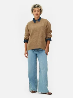 Sale Oversize-Pullover Mit Rundhalsausschnitt Damen Pullover Und Cardigans