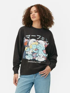 Sale Oversize-Sweatshirt Mit „Die Schlümpfe“ Grafik Damen Hoodies Und Sweatshirts