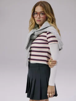 New Plissierter „Rita Ora“ Minirock Damen Röcke