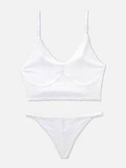 Best Pointelle-Unterwäscheset Mit Ungepolstertem Bralette Damen Dessous-Sets