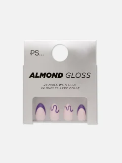 Discount PS… Mandelförmige, Glänzende Kunstnägel Mit Wirbelmuster Kunstnägel