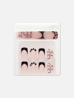 PS… Quadratische, Glänzende Kunstnägel Mit Herzmotiv Kunstnägel