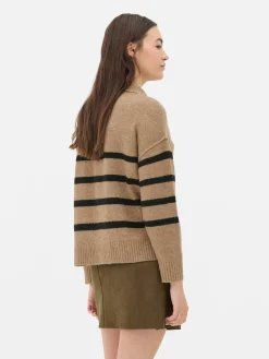 Discount Pullover Mit Polokragen Und Streifen Damen Pullover Und Cardigans