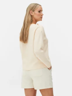 Clearance Pullover Mit Schulterknöpfen Und U-Boot-Ausschnitt Damen Pullover Und Cardigans