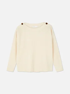 Clearance Pullover Mit Schulterknöpfen Und U-Boot-Ausschnitt Damen Pullover Und Cardigans