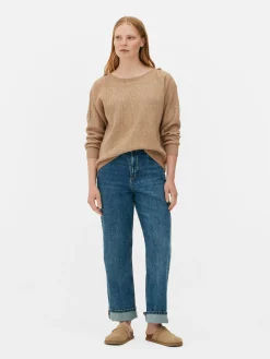 Best Pullover Mit Schulterknöpfen Und U-Boot-Ausschnitt Damen Pullover Und Cardigans