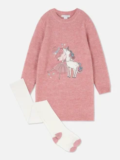 Online Pulloverkleid Und Strumpfhose Mit Ballerinas-Motiv Kinder Kleider