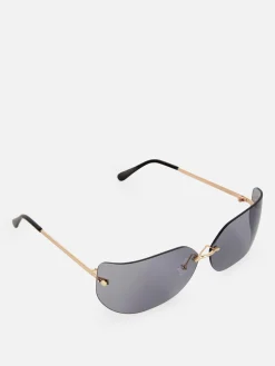 New Randlose, Gebogene „Rita Ora“ Sonnenbrille Damen Sonnenbrillen