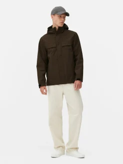 Outlet Regenmantel Mit Kapuze Und Durchgehendem Reißverschluss Herren Jacken Und Mäntel