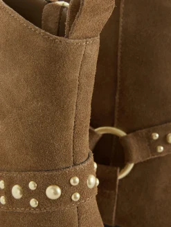 New „Rita Ora“ Stiefeletten In Wildleder-Optik Mit Nieten Damen Stiefel