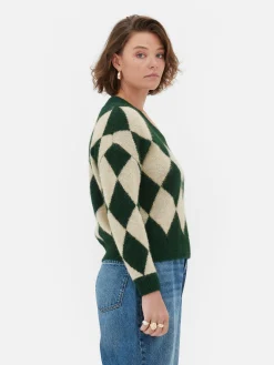 Discount „Rita Ora“ Strickpullover Mit Argylemuster Und V-Ausschnitt Damen Pullover Und Cardigans