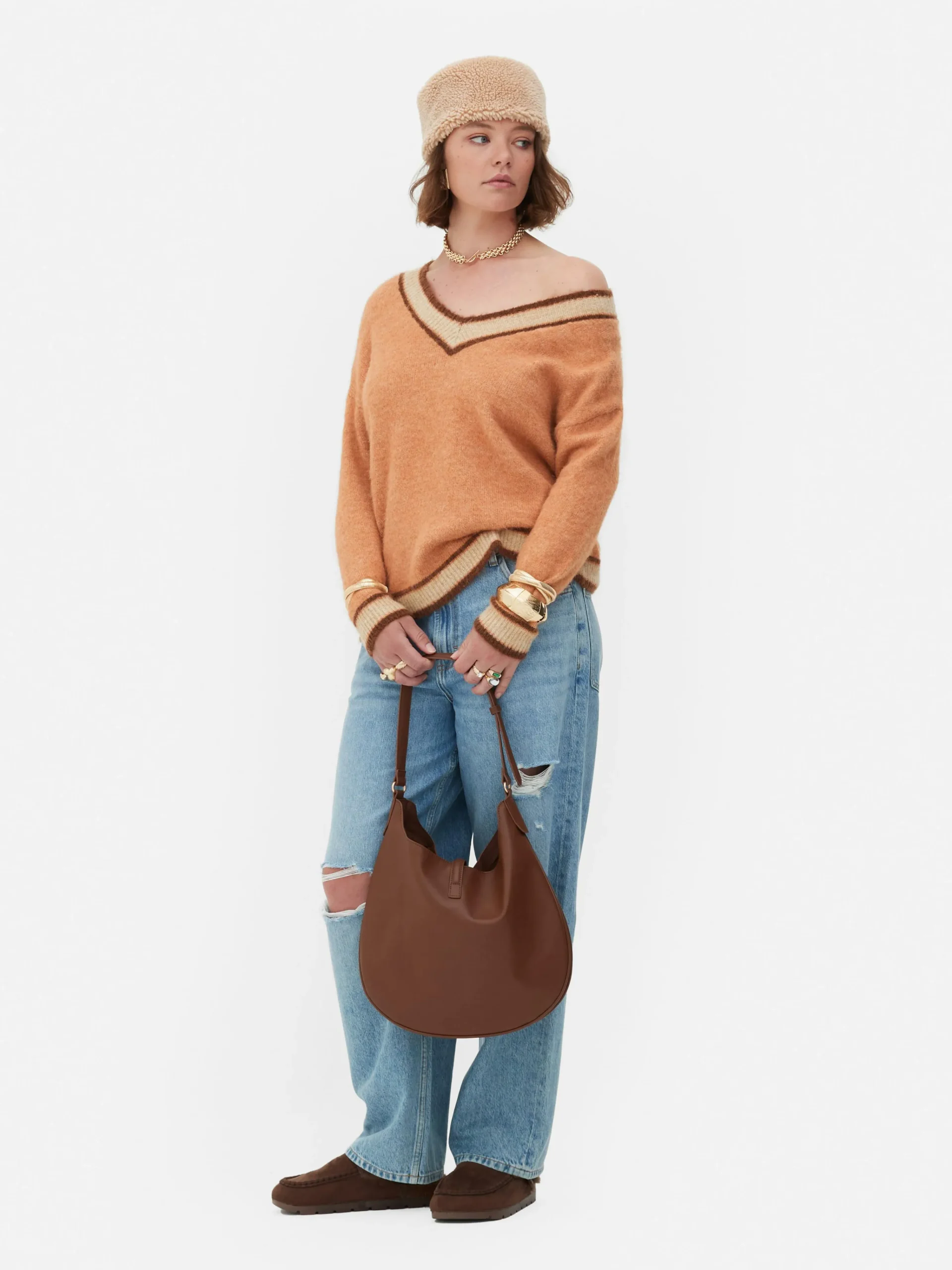 Discount „Rita Ora“ Vintage-Pullover Mit V-Ausschnitt Damen Pullover Und Cardigans