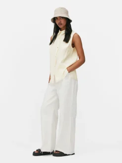 Sale Ärmellose Bluse Mit Knopfleiste Damen Blusen