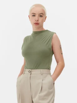 Clearance Ärmelloser Body Mit Hohem Kragen Damen Tops Und T-Shirts