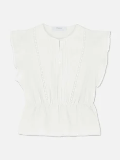 Hot Ärmelloses Lochstickerei-Top Im Viktorianischen Stil Damen Blusen