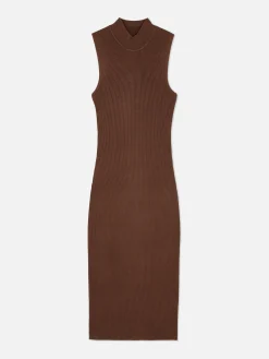 Hot Ärmelloses Strick-Midikleid Damen Kleider