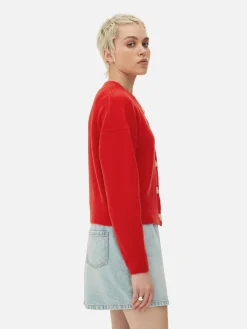 Rundhals-Cardigan Mit Knopfleiste Damen Pullover Und Cardigans